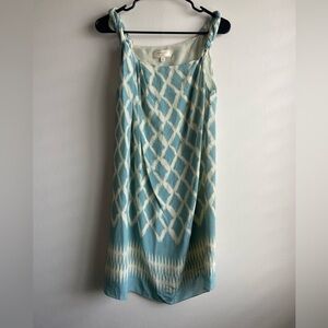Anthropologie Silk Mini Dress 1960’s Twisted Straps blue beige